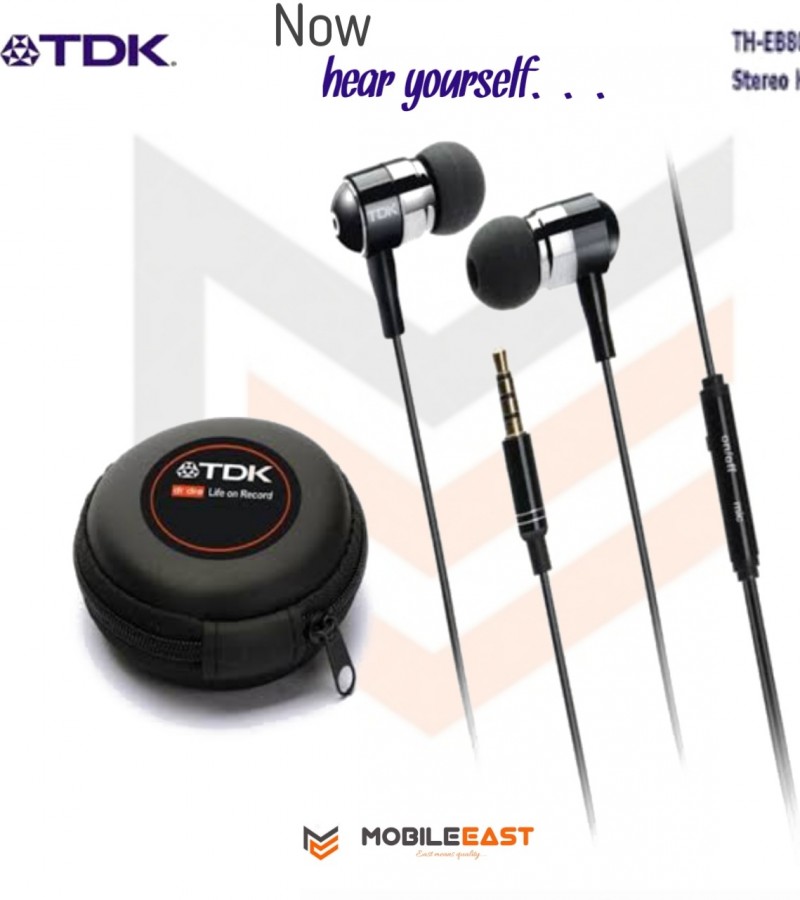 TDK Super Bass Metal Earphones/Handsfree With Caring Case – Black