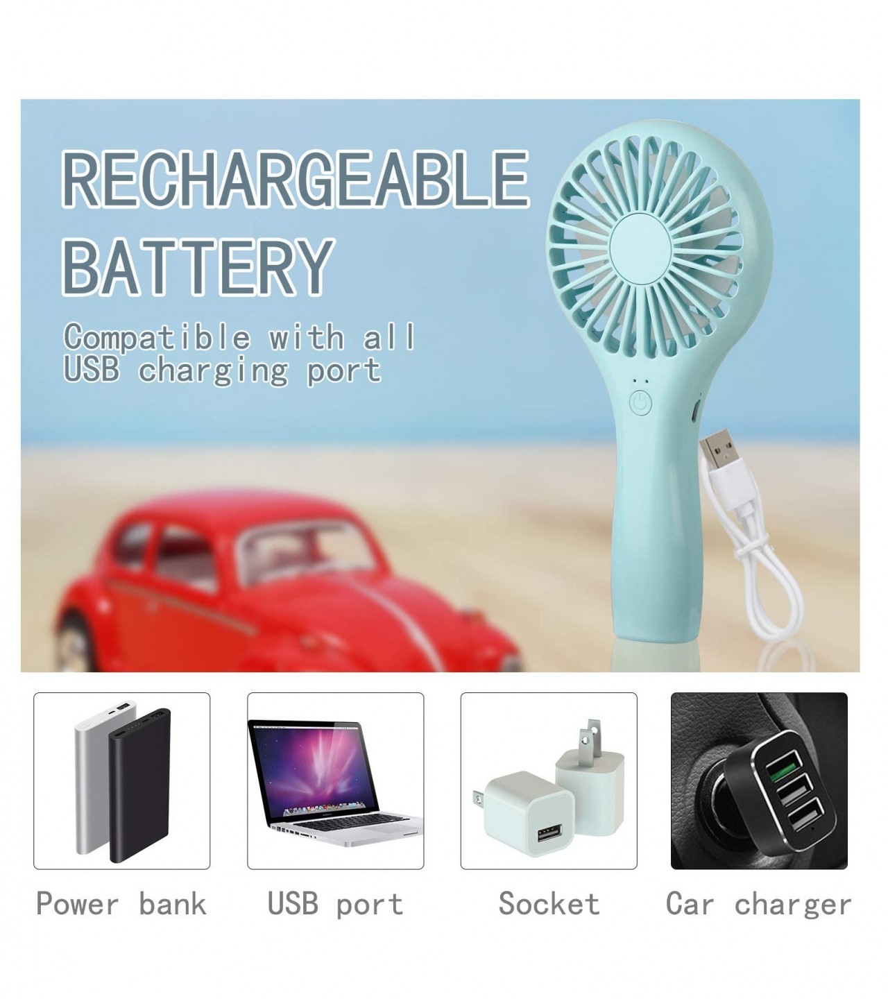 Tripole Mini Handheld Fan Battery Operated Small Personal Portable Fan Speed