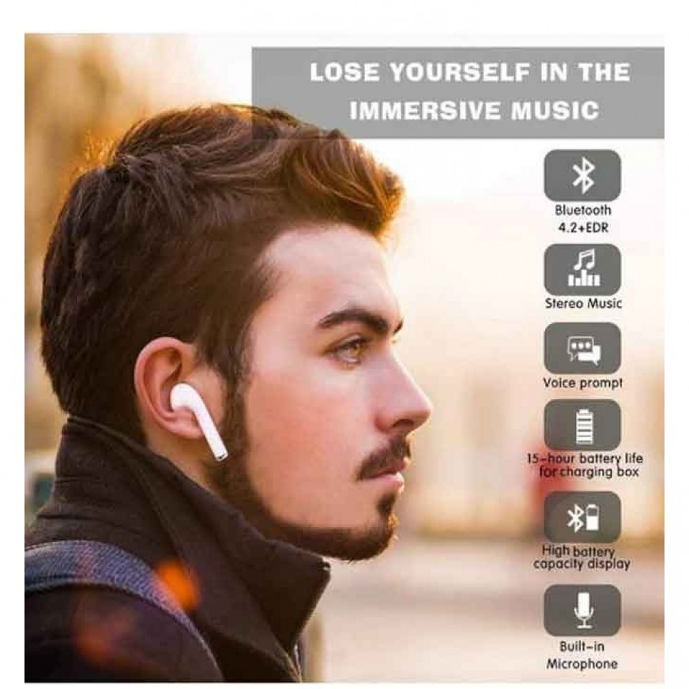 Twin True I9S Wireless Bluetooth V4.2 Earbuds, Double Earpiece, Twins Earphones with Magnetic Charge