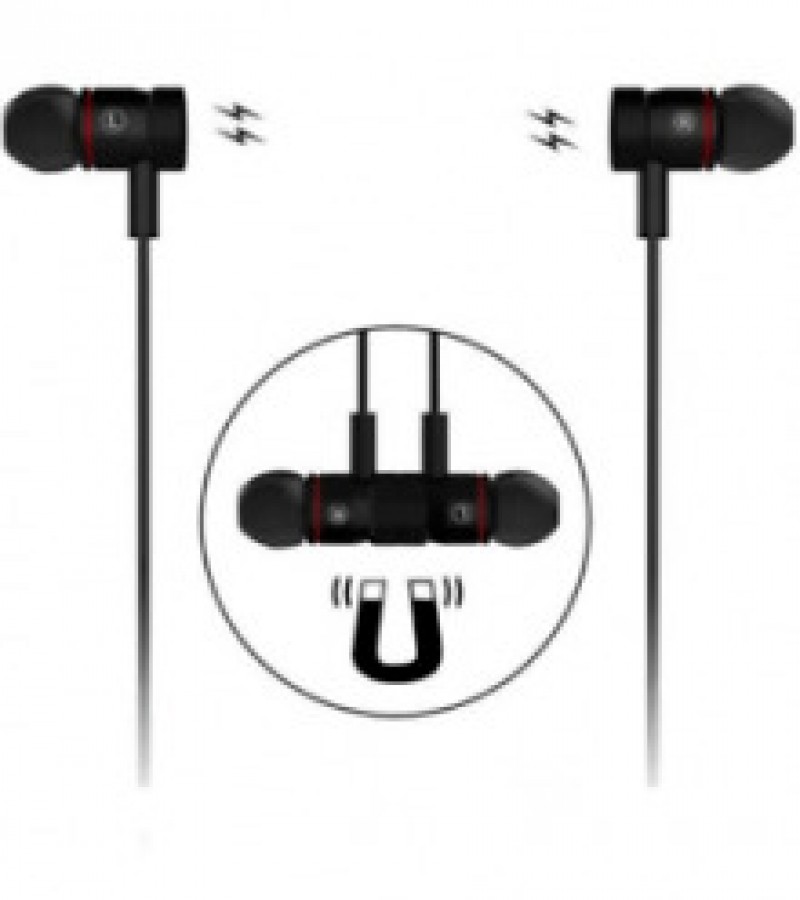 Xt6 Magnetic Sweatproof Sports Wireless Bluetooth V4.1 Black