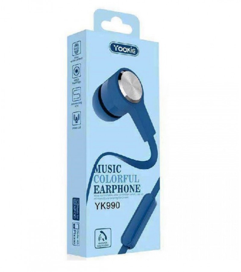 YOOKIE Music Colorful Earphone YK990 Blue