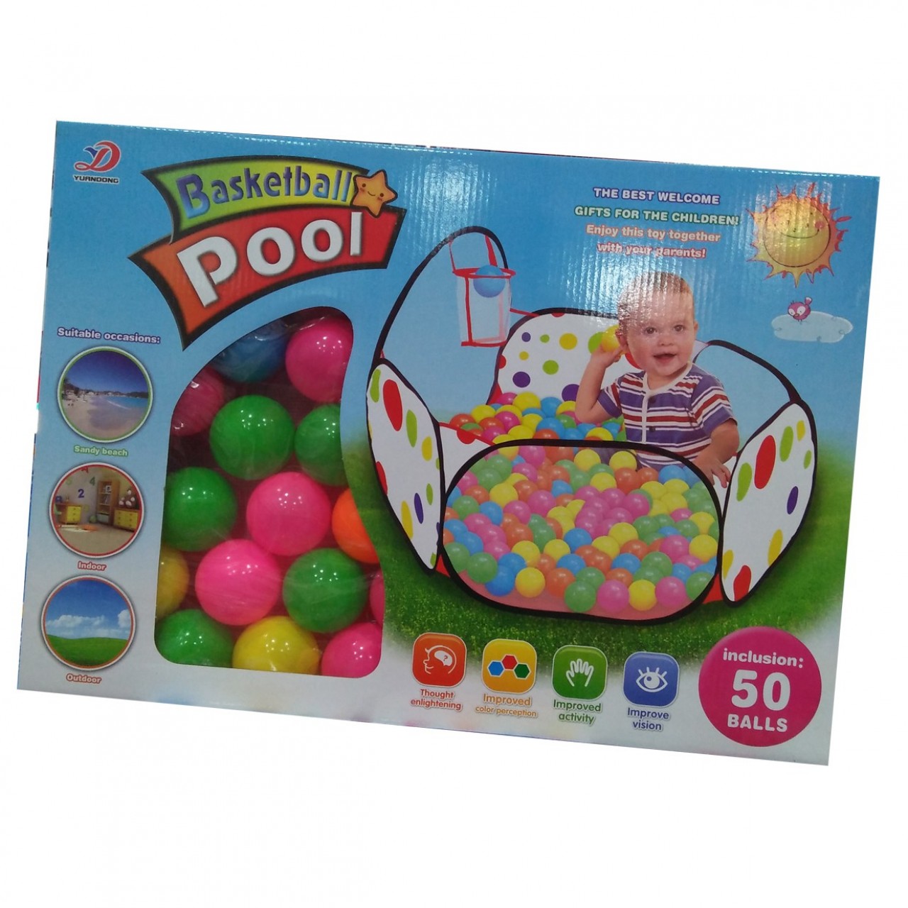Basket Ball Pool For Kids - Multiple Colors - 50 Balls