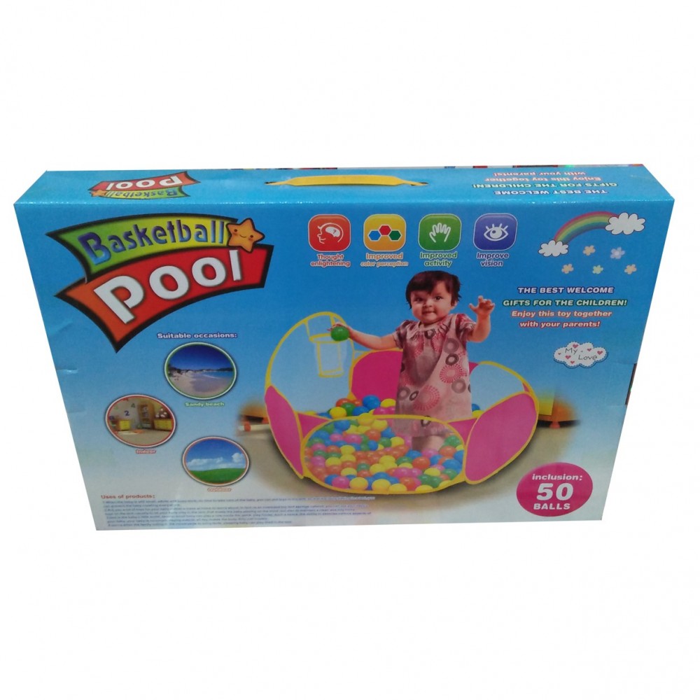 Basket Ball Pool For Kids - Multiple Colors - 50 Balls