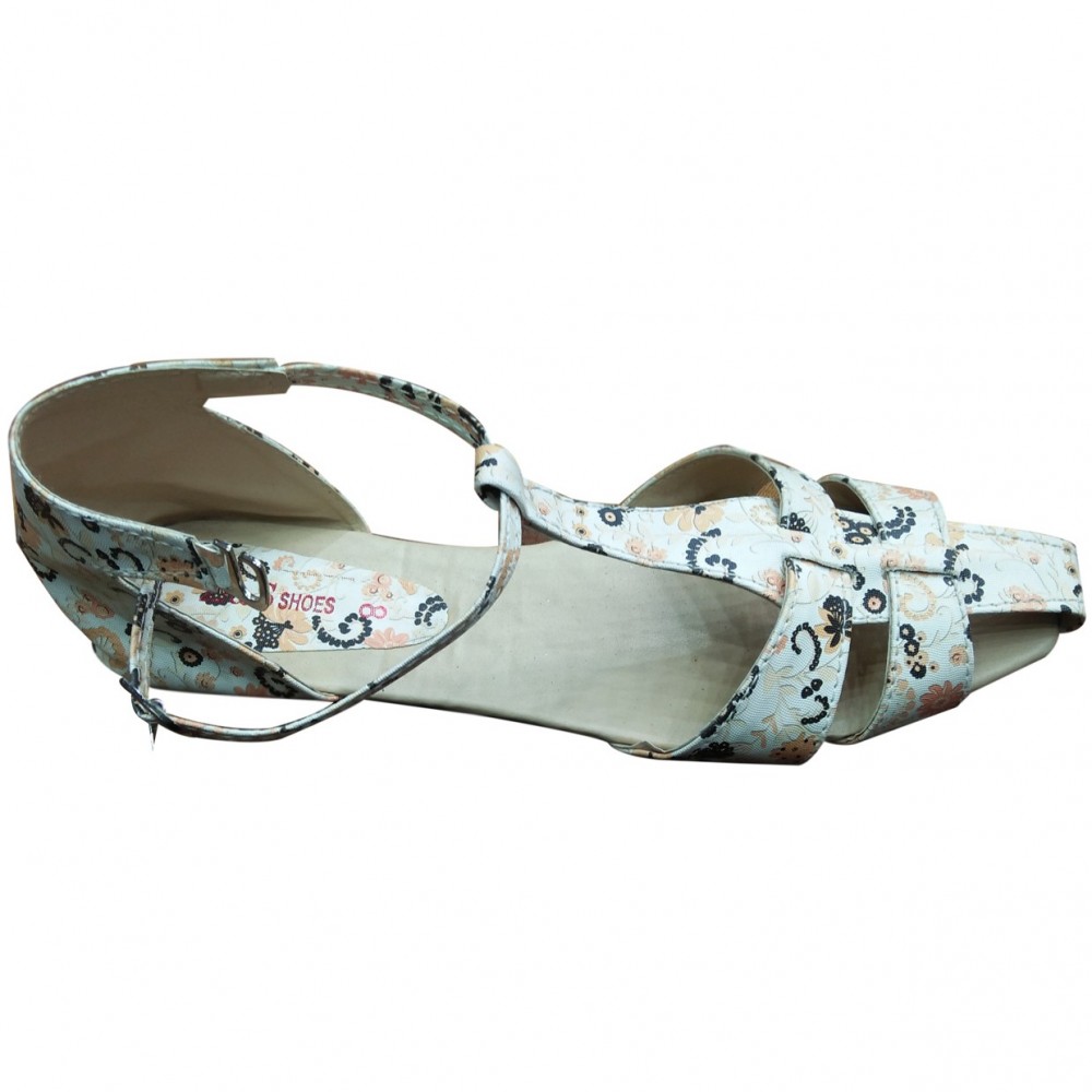 Fancy Partywear Flat Sandals for Women - Skin - 6 To 10