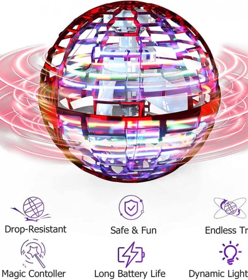 Flying Ball UFO Toy - Built-in RGB Lights Spinner 360° Rotating - Gyro Flying Hover Ball Toy
