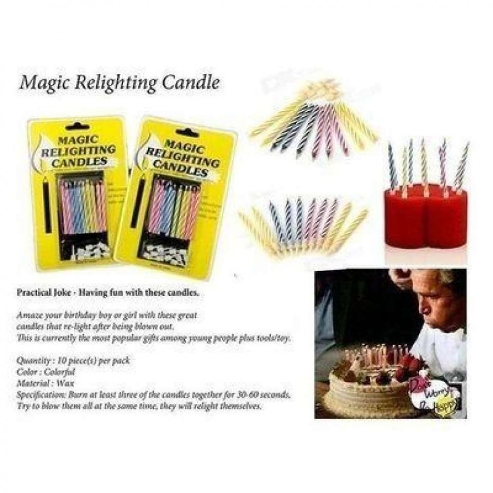 Pack Of 10 - Magic Relighting Birthday Candles -
