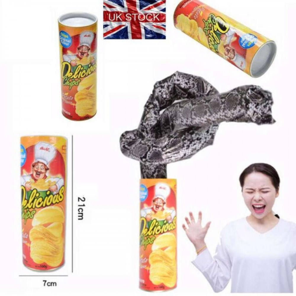 Snake in Pringles Style Potato Chip Can Tube Crisp Magic Trick Kid Mum Gag Prank