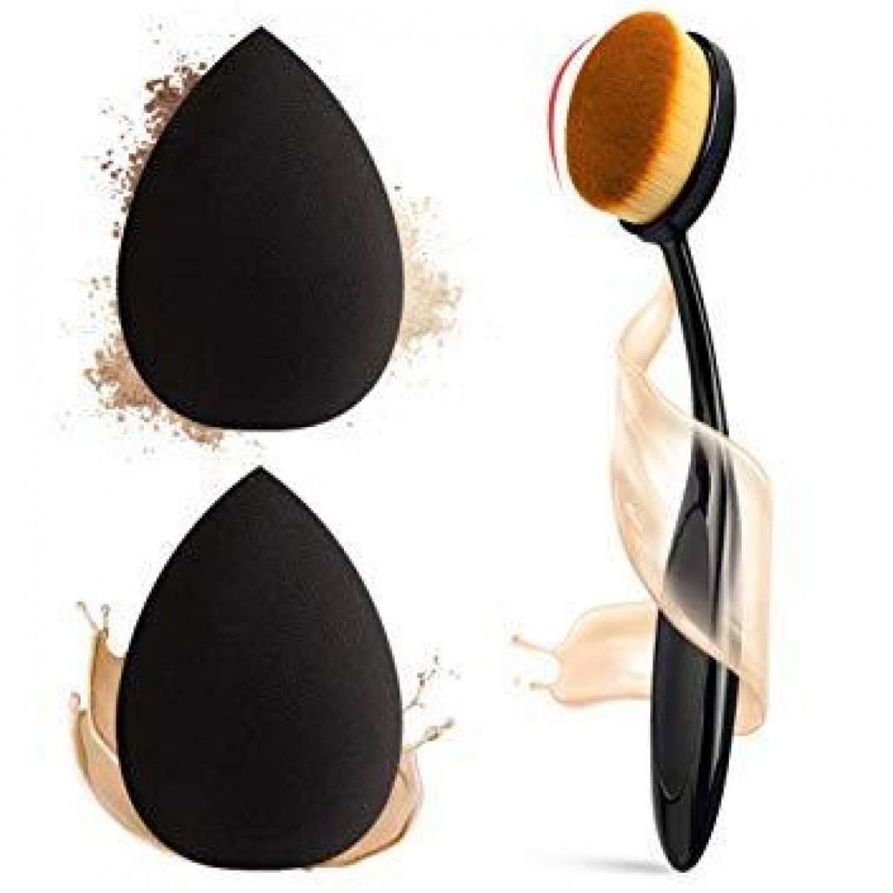 Pack Of 2-Oval Makeup Brush And Beauty Blender Puff