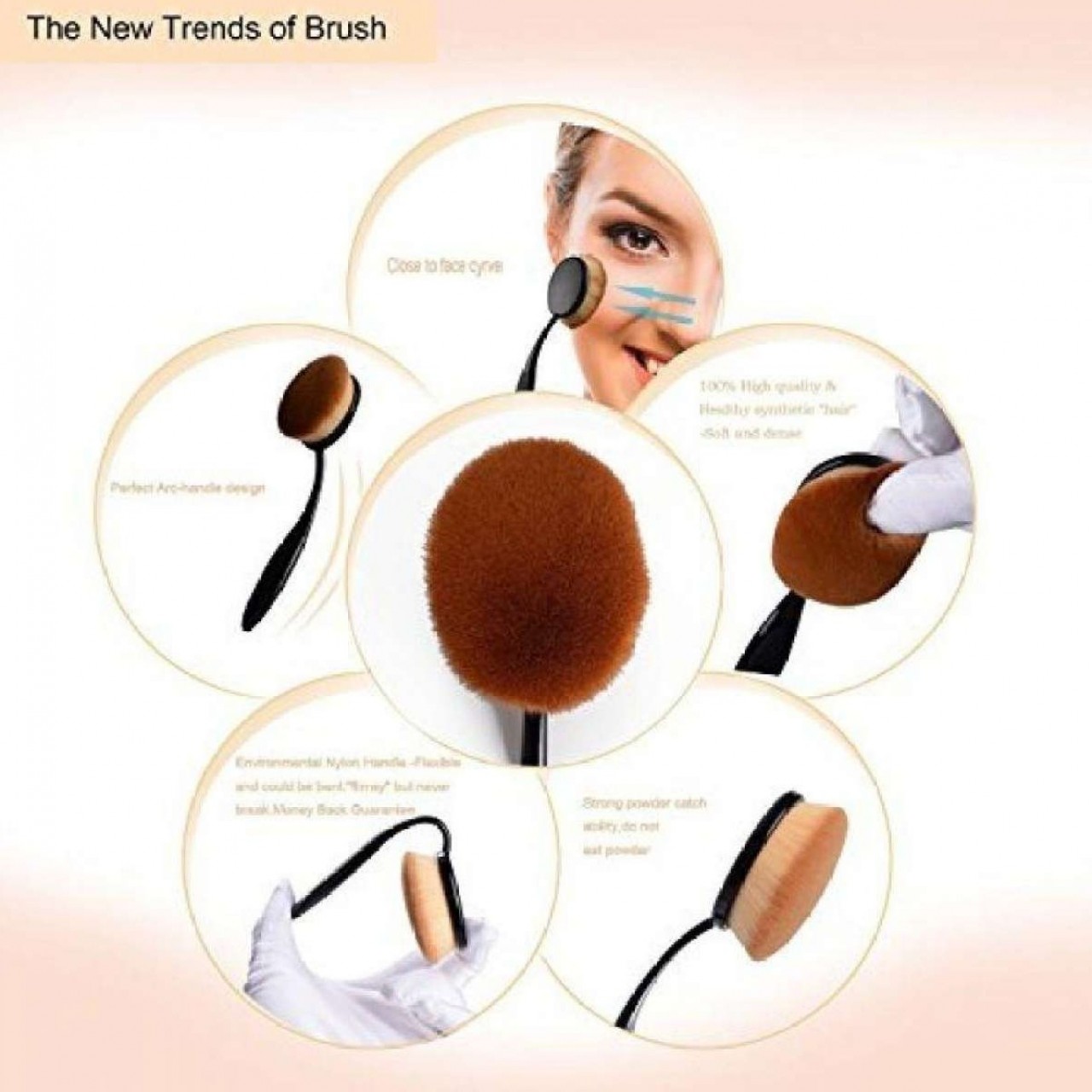 Pack of 2 Pro Oval Make Up Brush