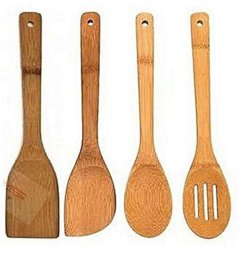 Pack Of 4 - Wooden Spoon Set - Light Brown Kitchen Tools & Gadgets