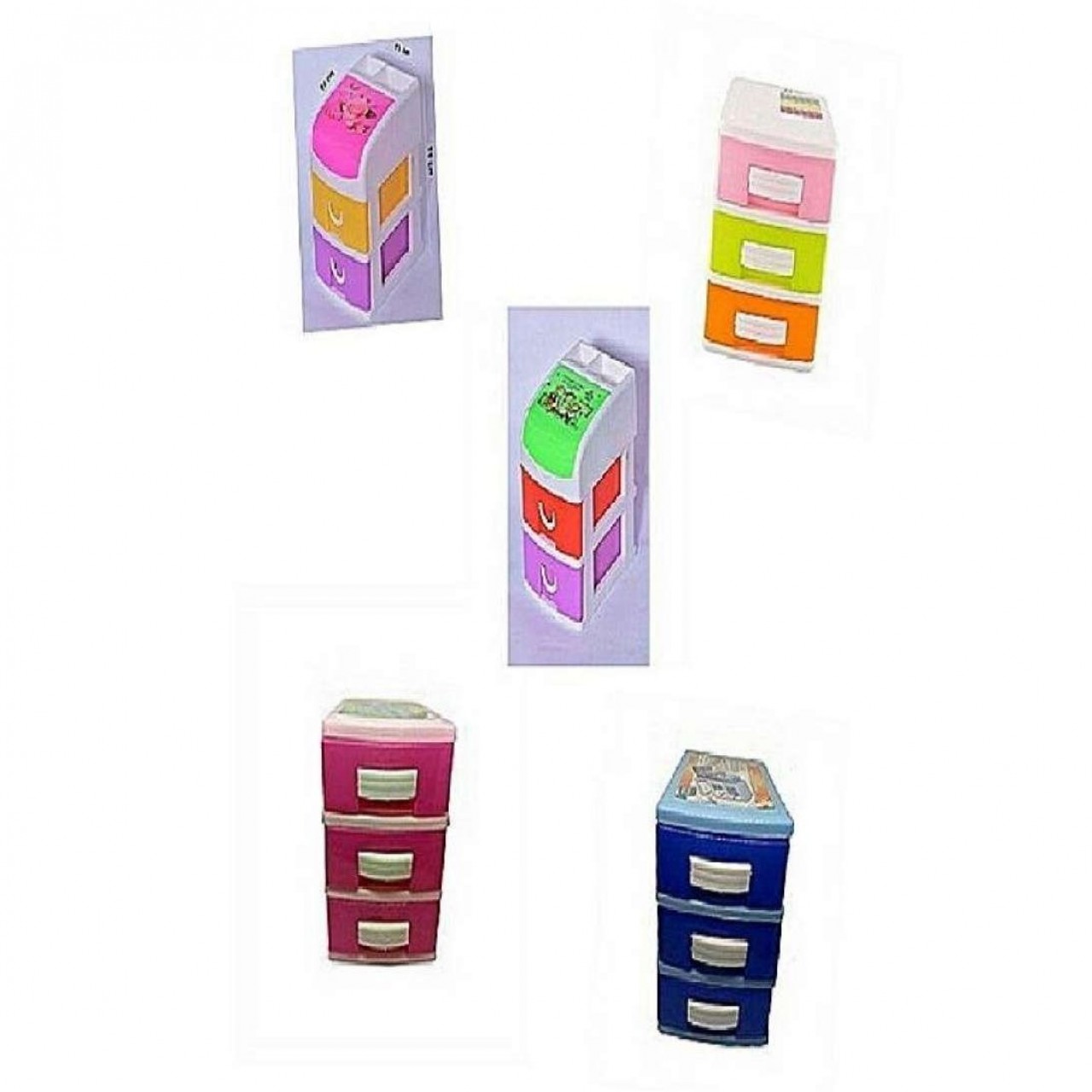 3 Layers Multi Color Mini Drawer For Storage Jewelry Organizer - Pack Of 5