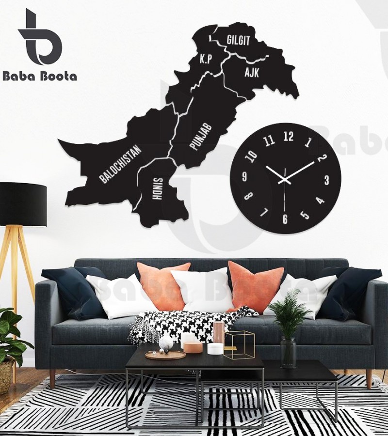 PAKISTAN MAP WALL CLOCK WITH ROPE LIGHT (LARGE)
