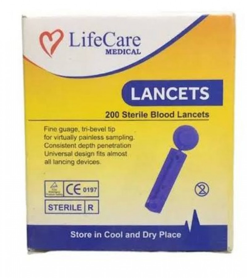 LifeCare Sterile Blood Lancets Sugar Test Needles - 200s