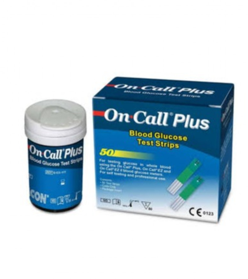 On Call Plus Blood Glucometer Test Strips (Box = 50 Test Strips)
