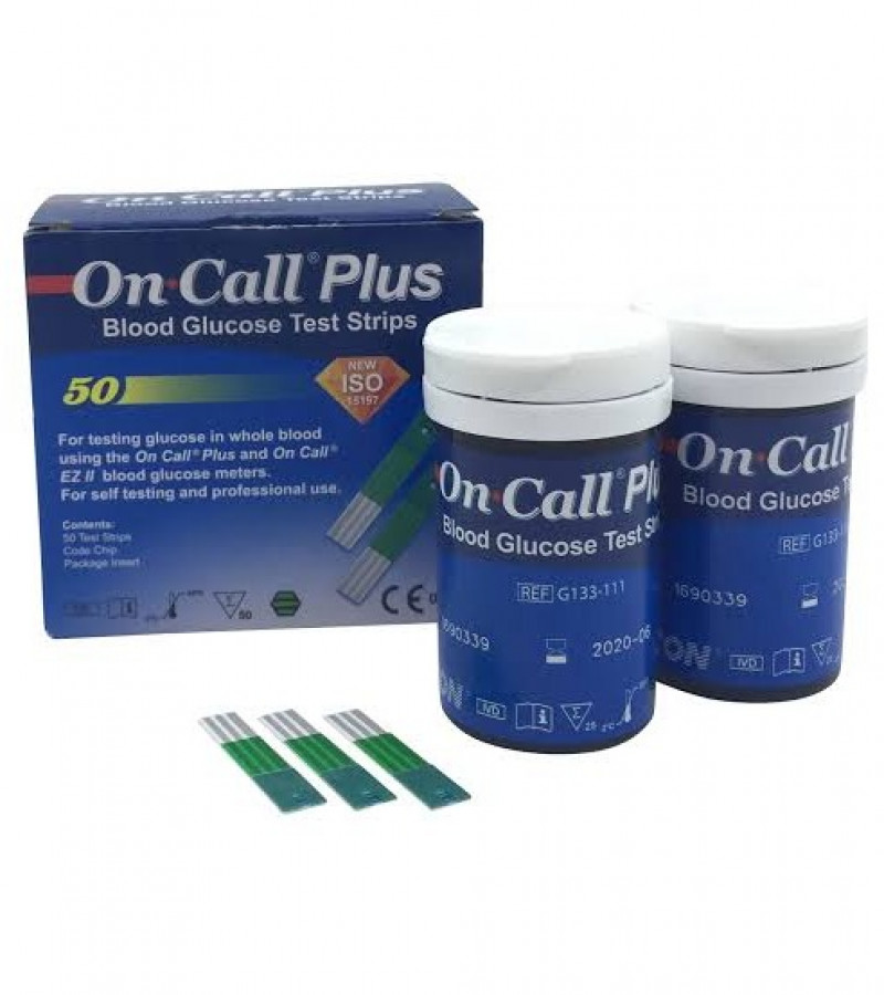 On Call Plus Blood Glucometer Test Strips (Box = 50 Test Strips)