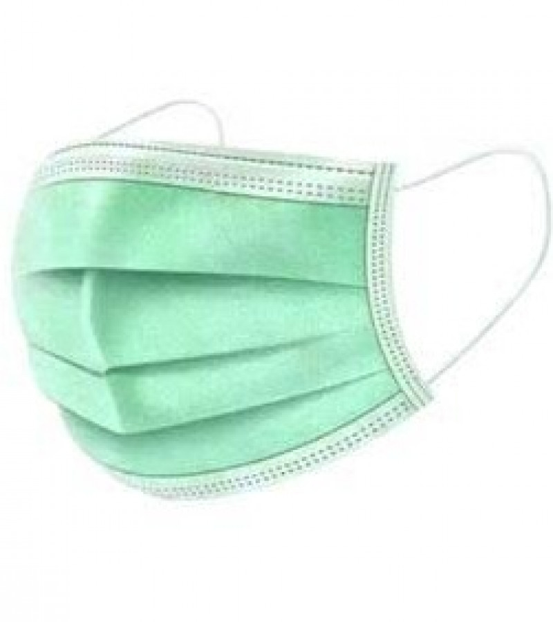 Original China Surgical Disposable Green Face Mask (Metro) 3 Protective Layers with Nose Pin Pack Of 50 Pcs