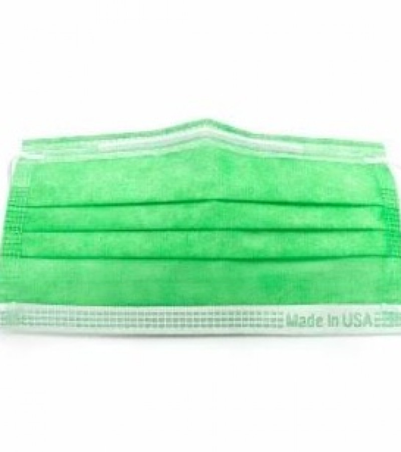 Original China Surgical Disposable Green Face Mask (Metro) 3 Protective Layers with Nose Pin Pack Of 50 Pcs