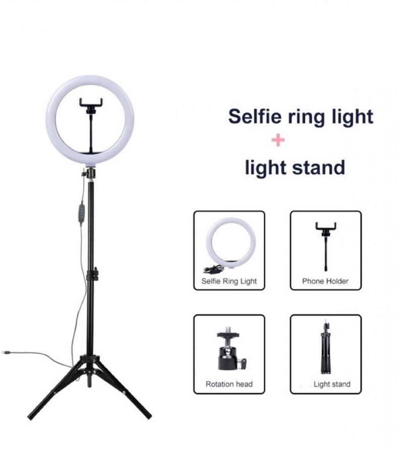 20cm Dimmable Ring Light with 7Ft Tripod Stand for Photography Makeup/Live stream / Videos