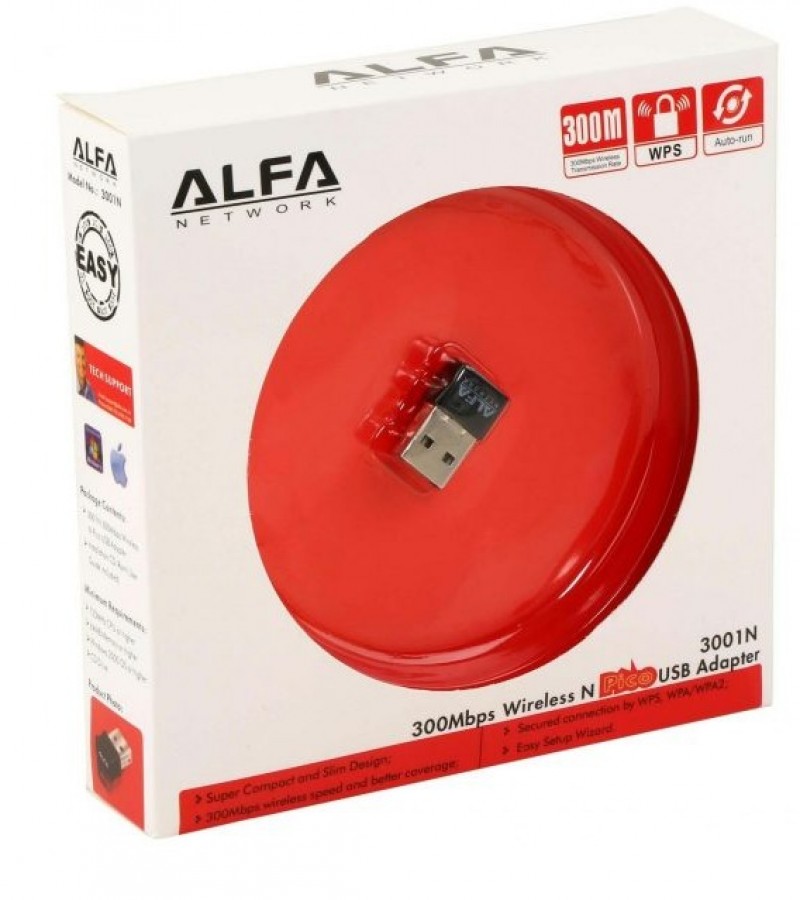 Alfa Mini Wifi Adapter/Catcher 300-Mbps Alfa Usb LAN Card For Computer Laptop
