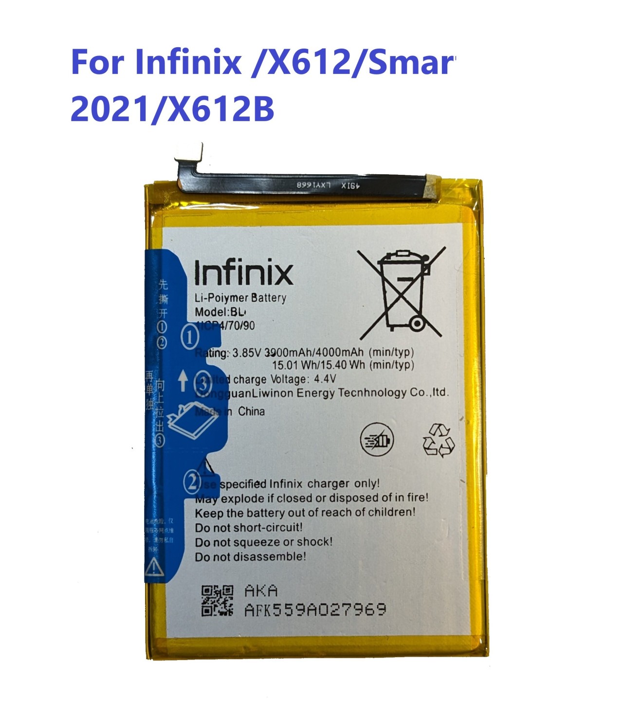 BL-49IX Battery For infinix X612 / Smart HD 2021 / X612B 49ix Capacity-4000mAh