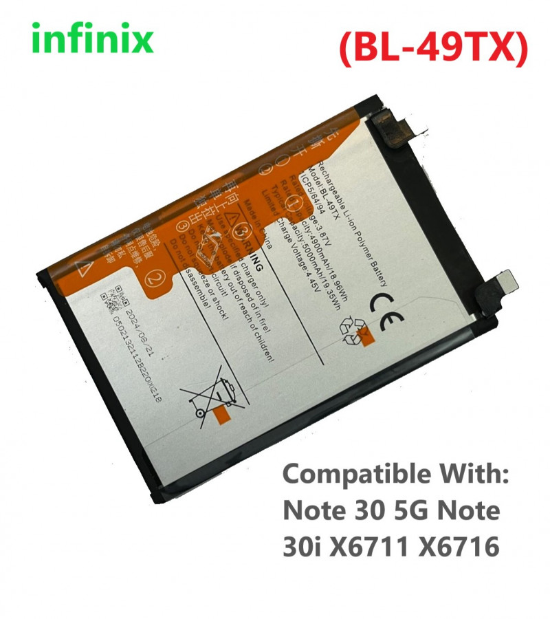 BL-49TX New Original  Battery for Infinix Note 30 5G Note 30i X6711 X6716 BL49TX 5000mAh