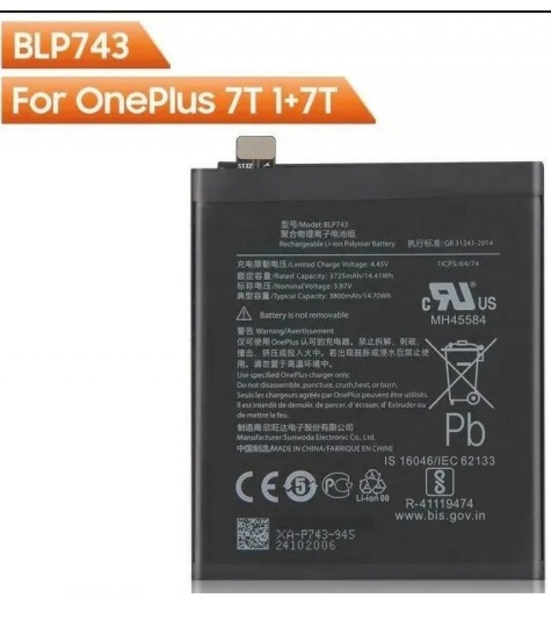 BLP743  For Oneplus 7T One Plus 7T 1+7T Phone Battery 3800mAh