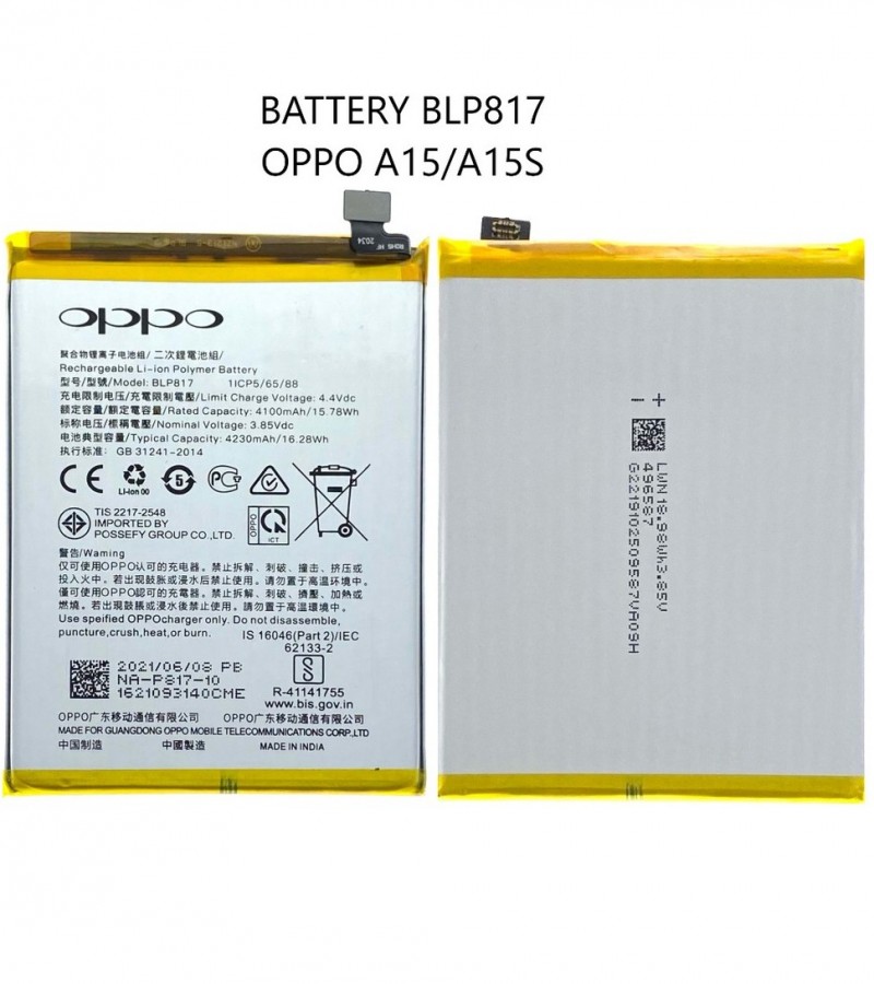BLP817 Battery For For OPPO A15 A15s A16k A3S Capacity-4230mAh