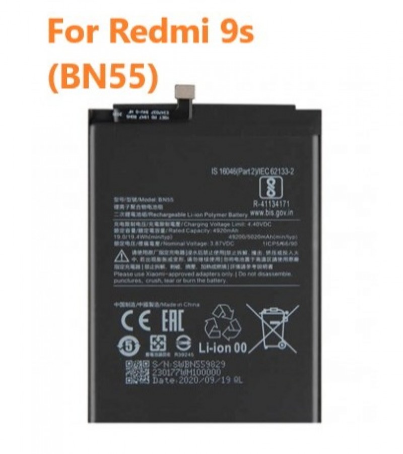 BN55 Battery For Xiaomi Redmi Note 9s  Capacity-5020mAh -Black