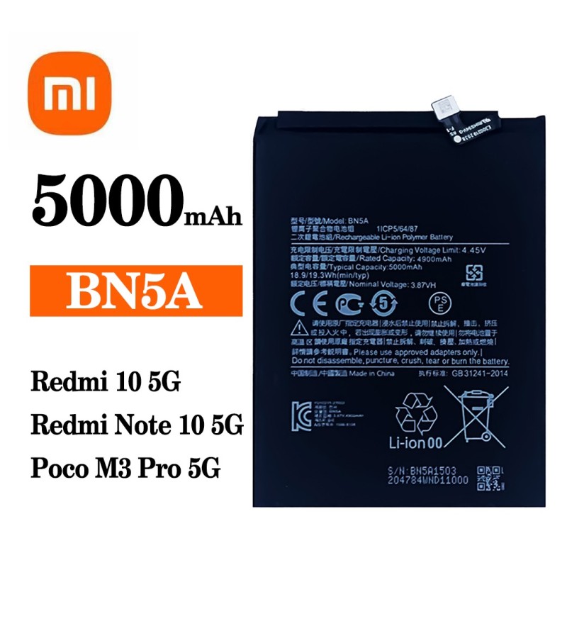 BN5A Battery For Xiaomi POCO mi3 pro mi 3 pro Xiaomi Redmi Note 10 5000mAh