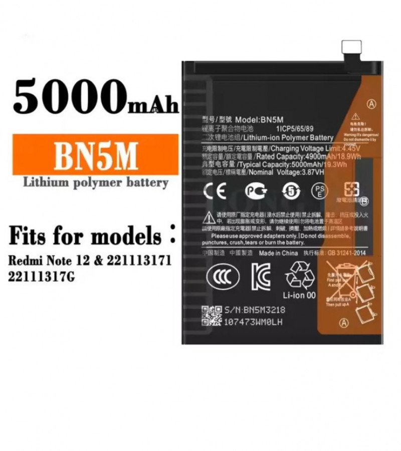 BN5M Original Battery For Mi Redmi note 12 5000mAh