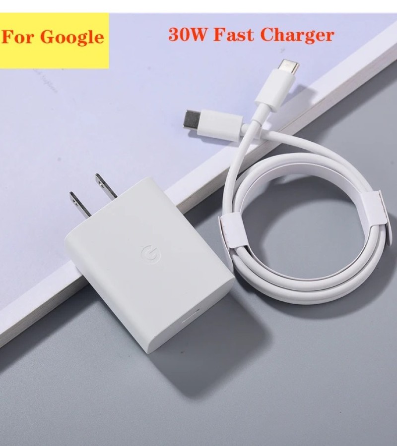 Google 30W USB Type-C Charger Adapter, Fast Charging for Pixel 8/7/6/5 Pro 7A/6A Rapid Support