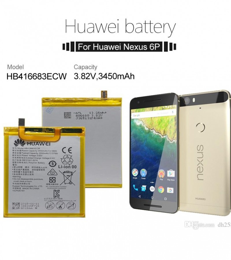 Huawei Huawei Nexus 6P Battery Replacement  HB416683ECW With 3500mAh Capacity-Black