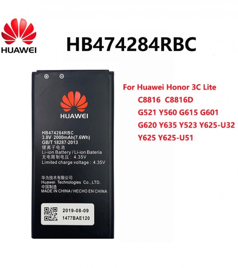 Huawei Honor 3C Lite , Y635 , Y625 , Y560 Battery HB474284RBC Battery with 2000mAh Capacity