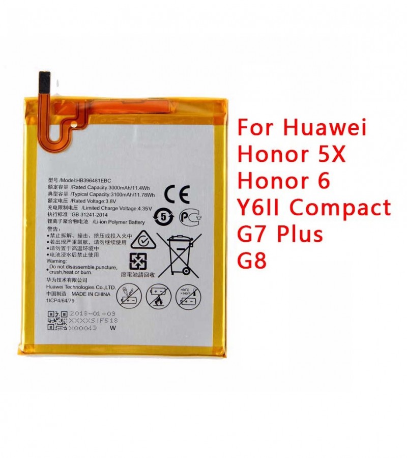 Huawei Honor 5x , G8 , Honor 6,G7 Plus Battery Replacement HB396481EBC Battery with 3000mAH Capacity