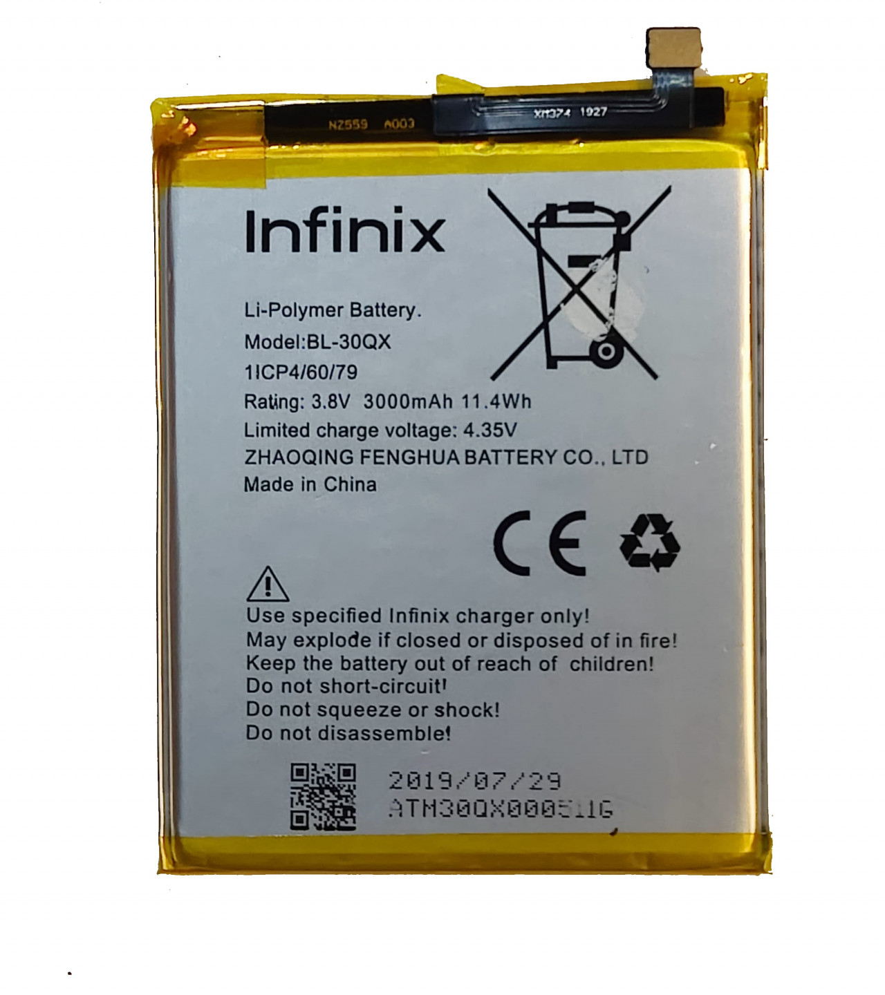 Infinix BL-30QX Battery for Infinix HOT S X521 with 3000 mAh Capacity-Silve