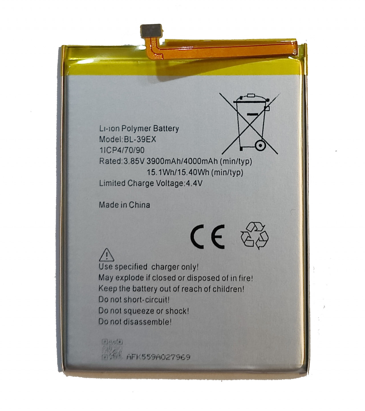 Infinix BL-39EX Replacement Battery for Infinix HOT 5 X559 X559C with 4000 mAh Capacity-Silve