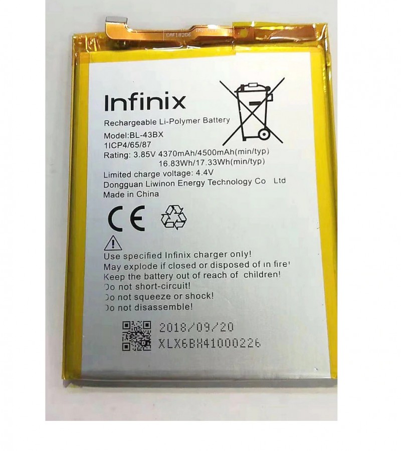 Infinix BL-43BX Battery for Note 4 X604  with 4370/4500 mAh Capacity-Silver