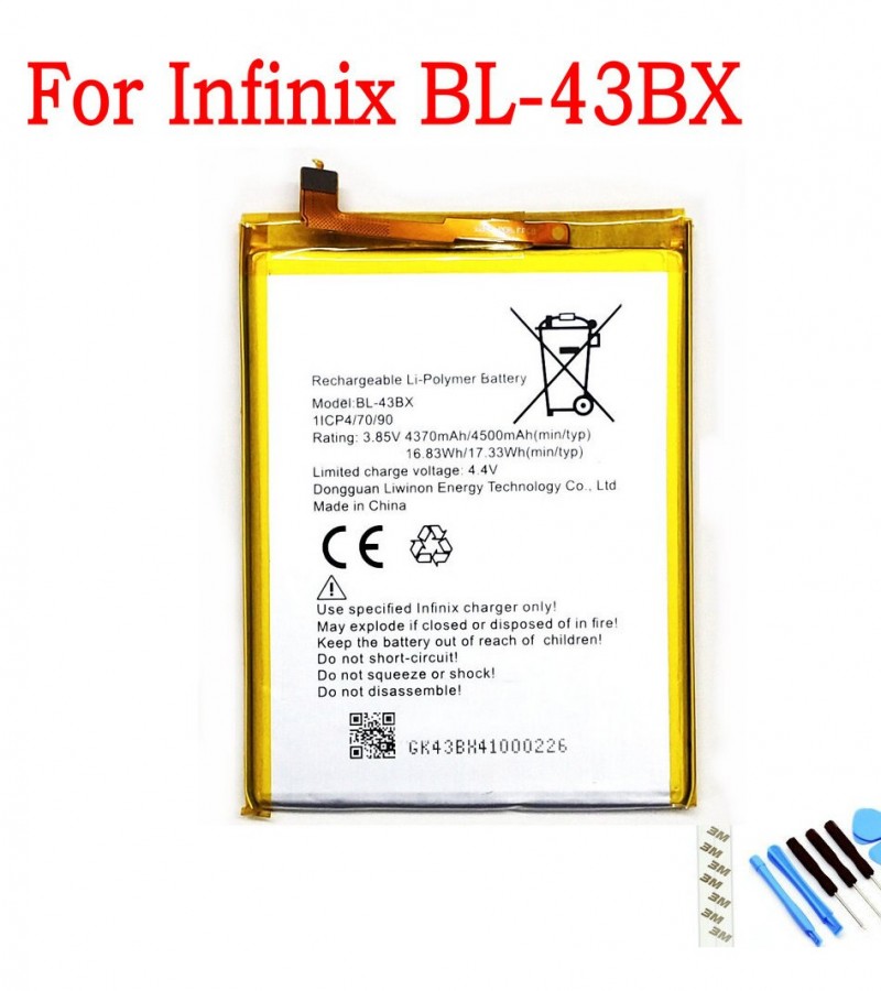 Infinix BL-43BX Battery for Note 4 X604  with 4370/4500 mAh Capacity-Silver