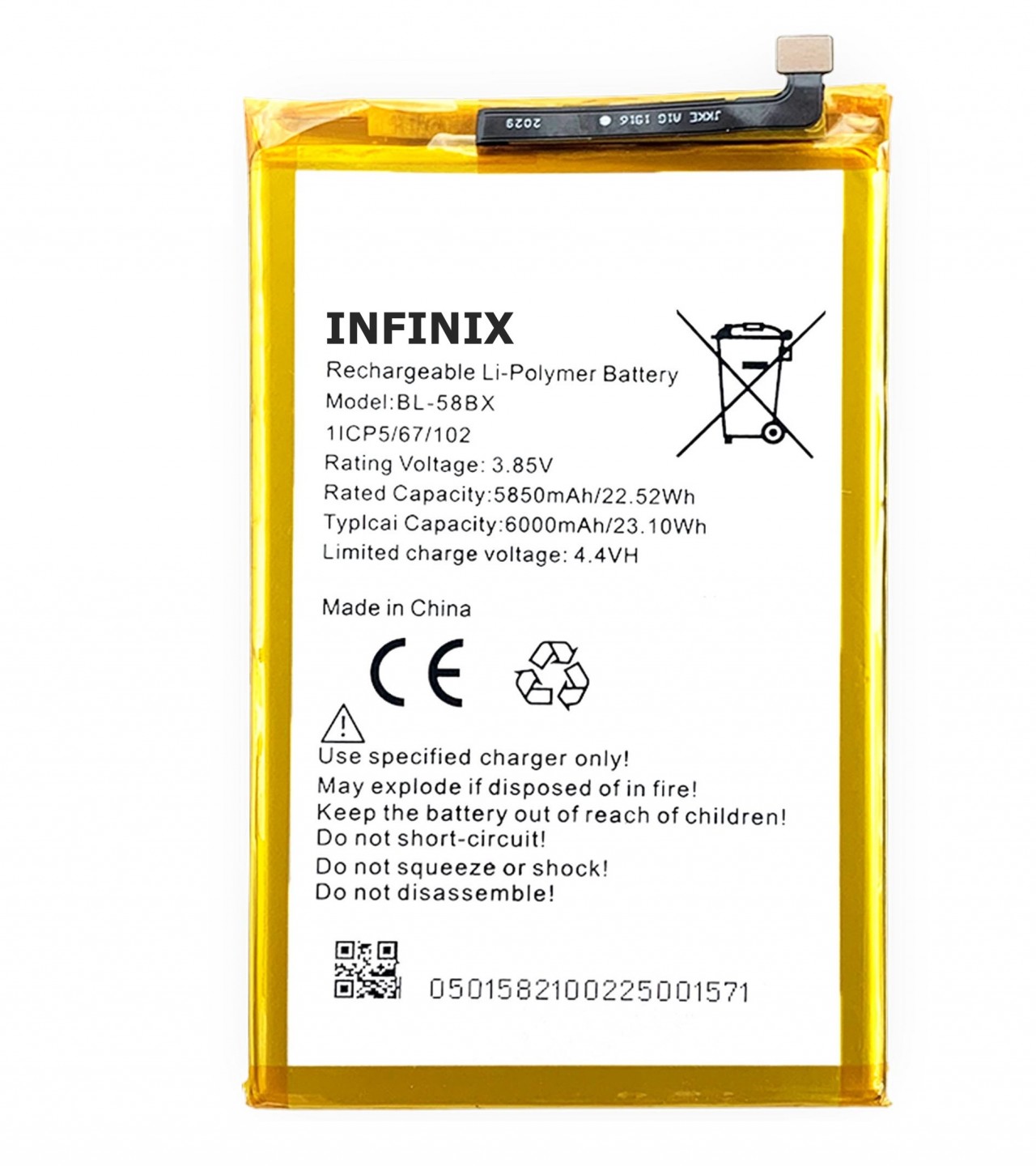 BL-58BX Battery For infinix Hot 10 Play (X688)  Capacity-6000mAh Silver