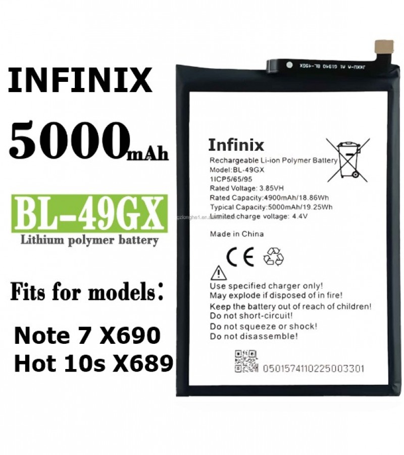 Infinix Hot 10s (X689) Battery Replacement BL-49GX Battery with 5000mAh Capacity_Silver