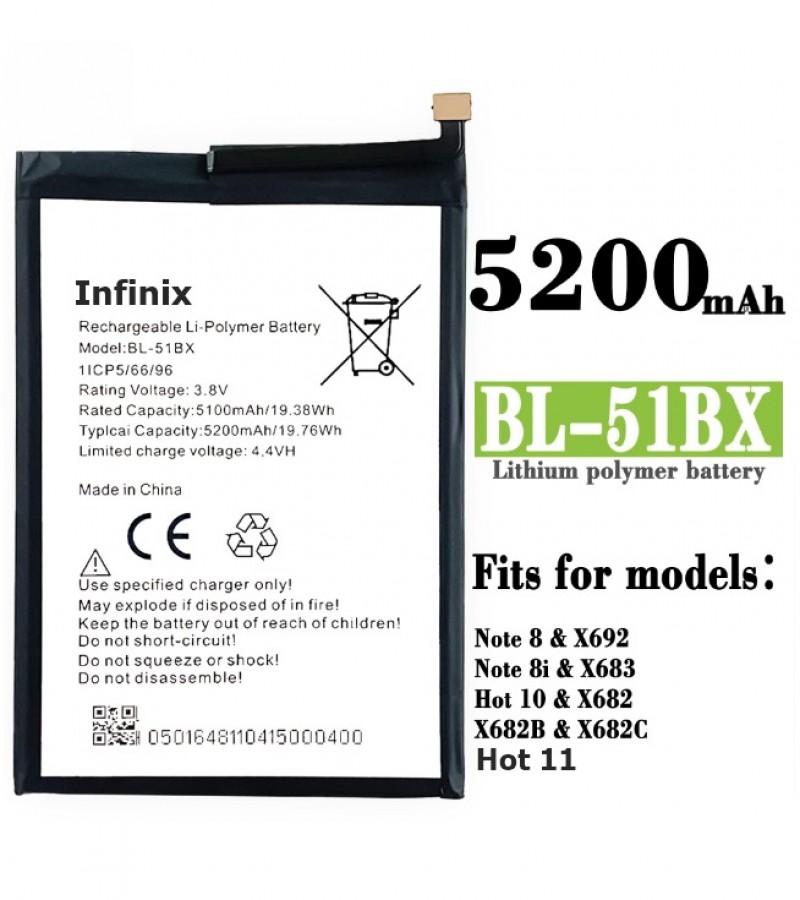 Infinix Note 8i (X683) Battery Replacement BL-51BX Battery with 5200mAh Capacity_Silver