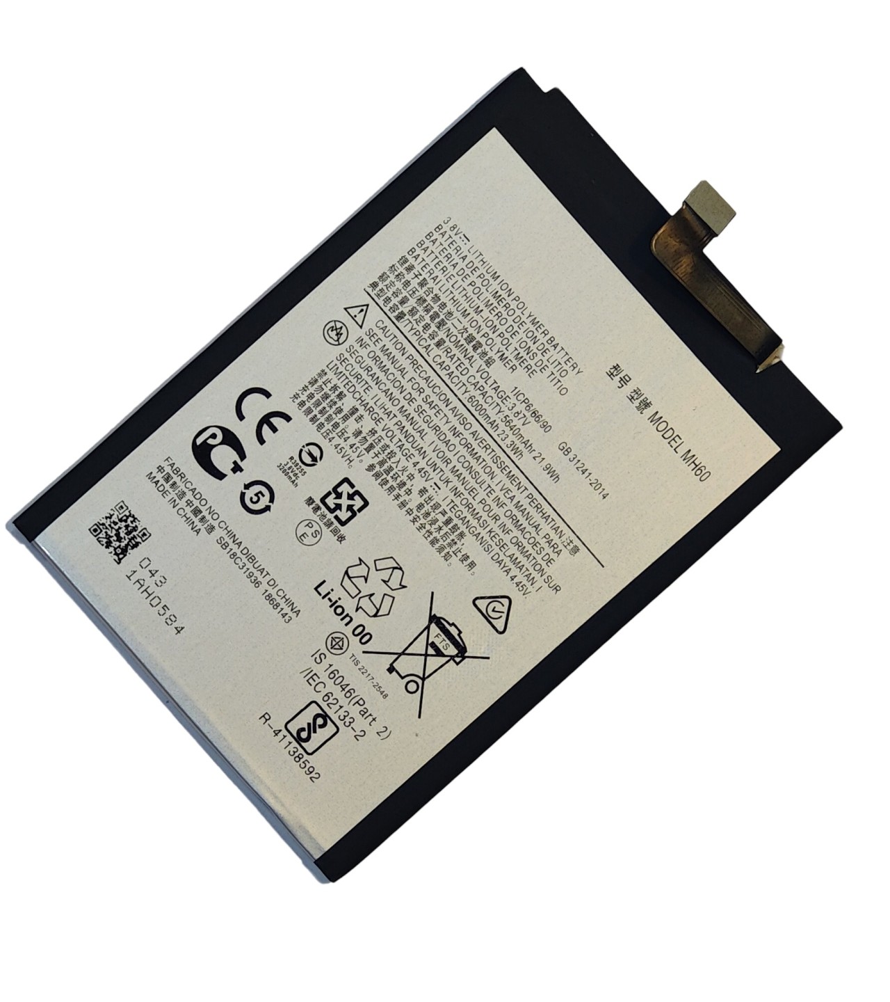 MH60 Battery Replacement For Motorola Moto G10 Power / G60 Capacity: 6000mAh