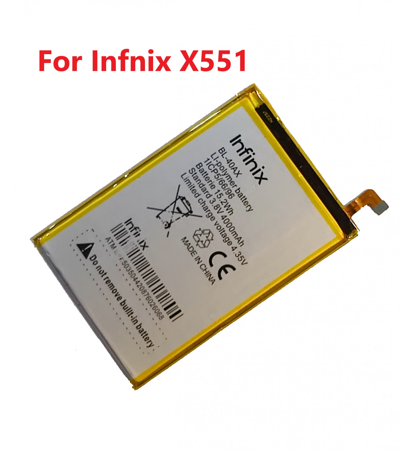 nfinix BL-40AX Battery for Infinix HOT Note X551 with 4000 mAh Capacity-Silve