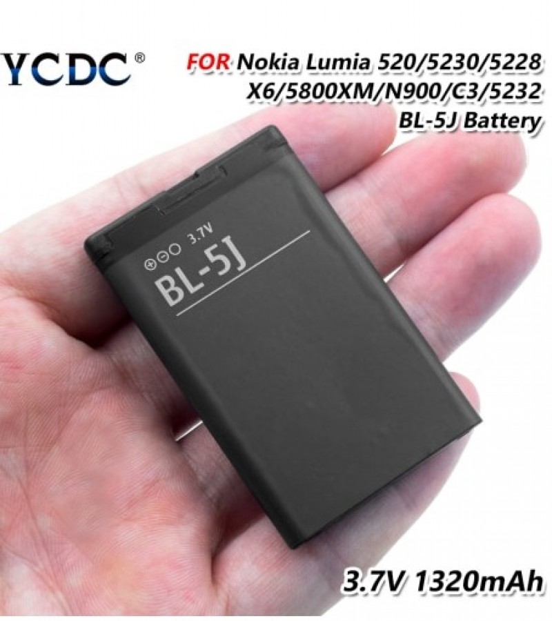 Nokia C3,X6,X9,5800,5900 Xpress Music, X1-01 Battery BL-5J Battery With 1320mAh Capacity-Black
