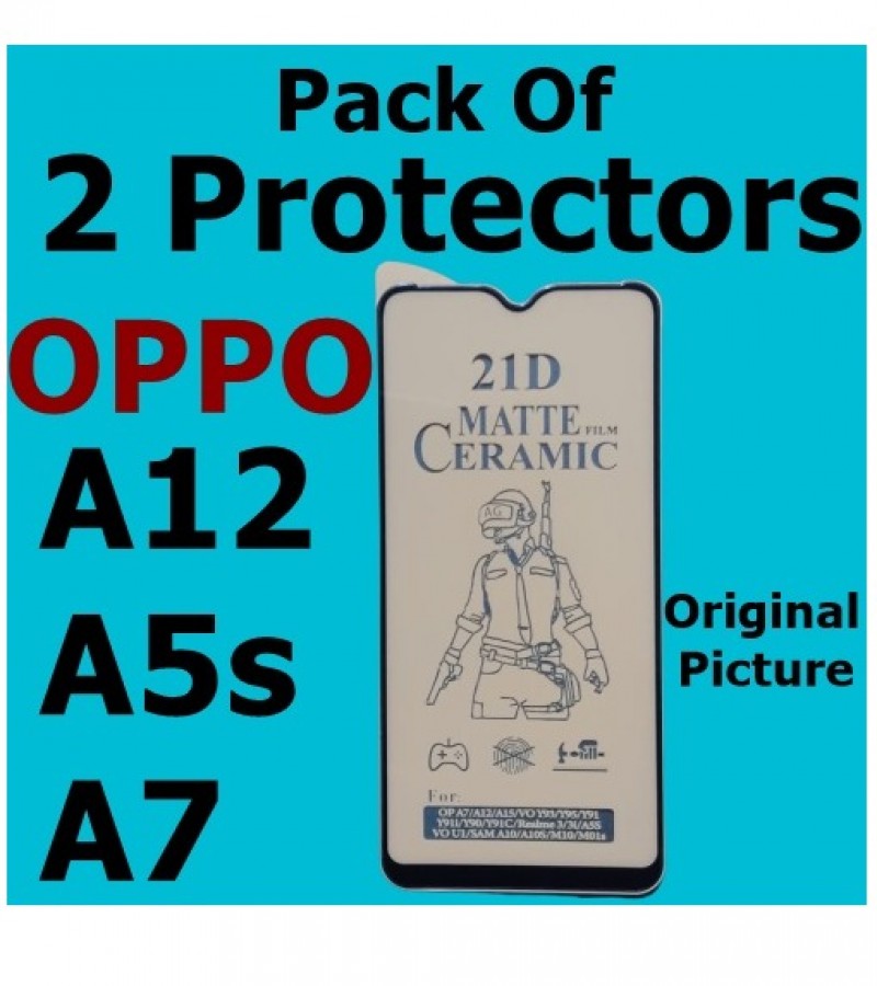 OPPO A12 , A5s , A7 , A11K  Matte Ceramic Sheet Protector for Gaming , Pack of 2 Protector