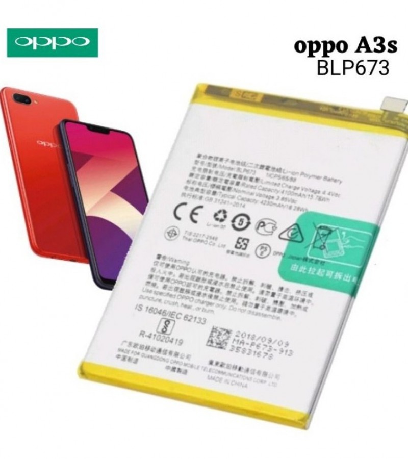OPPO A3s , A3 , A7 BLP673 Battery With 4230mAh Capacity-Silver