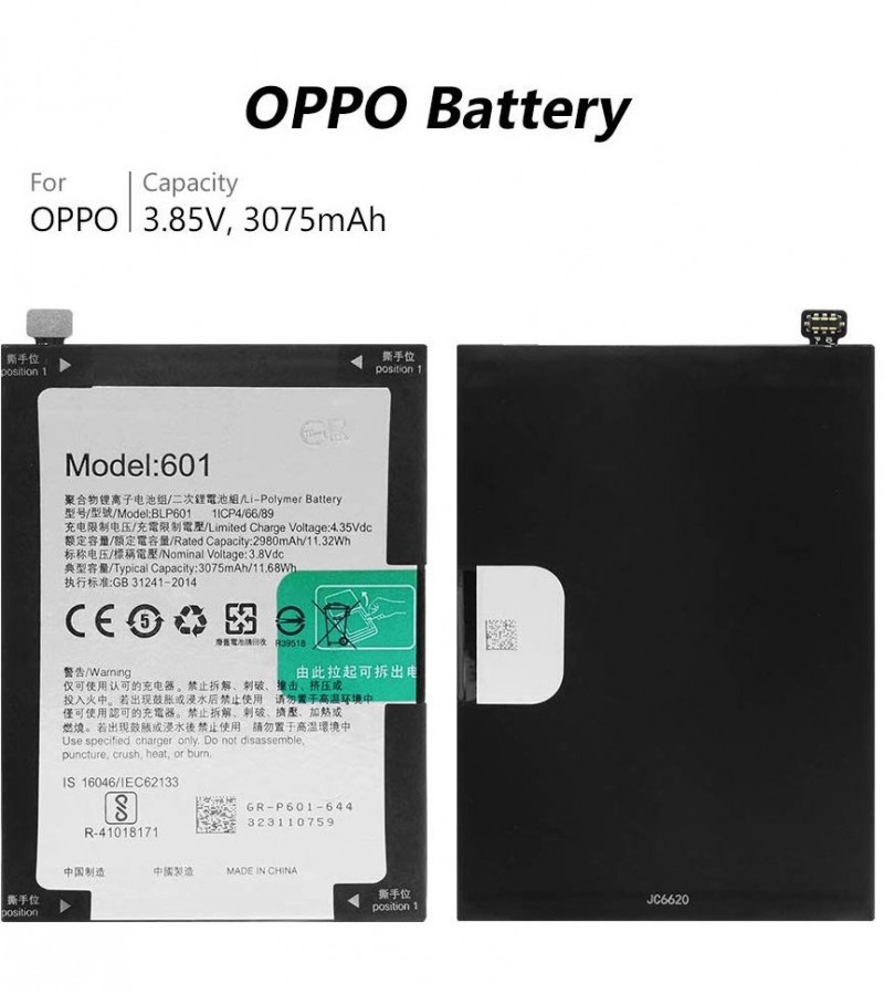 Oppo F1s Battery Replacement BLP-601 , BLP601 Battery with 2850mAh Capacity-Silver