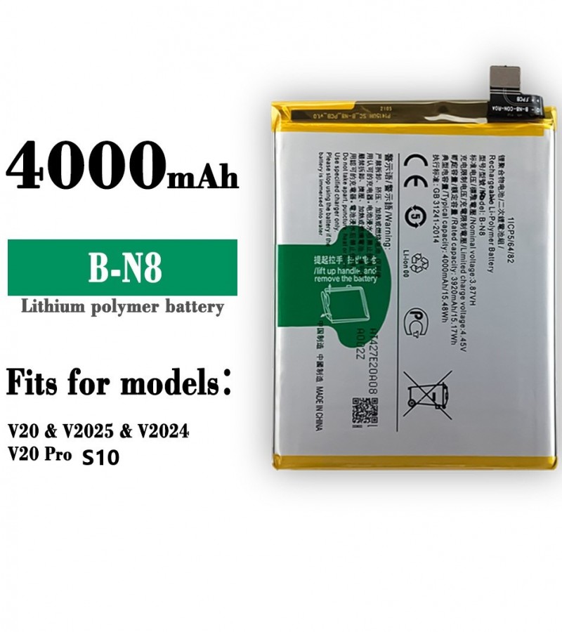 Original B-N8  B-RO Battery For Vivo S10  V20 V20Pro V2024 V2025 Capacity-4000mAh
