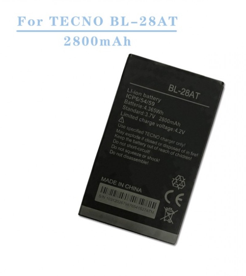 Tecno BL-28AT Battery Replacement For Tecno Camon Y2 / y3 Plus with 2800mAh Capacity-Black