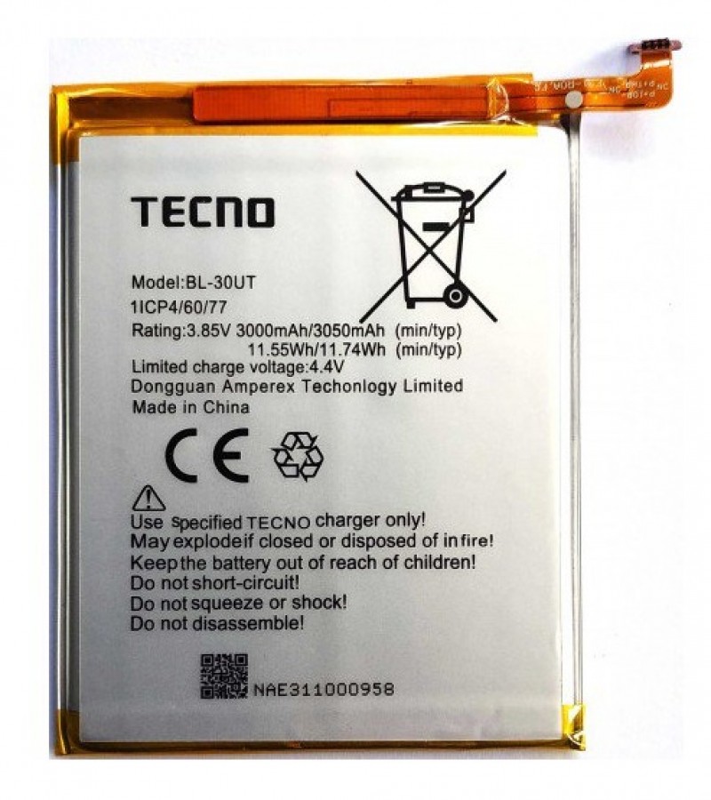 Tecno BL-30UT Battery Replacement for Tecno i3 i3 Pro with 3050mAh Capacity-Silver